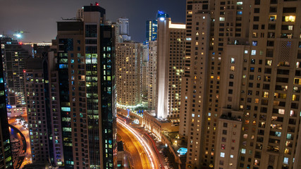 Fototapeta na wymiar Dubai Marina at night, United Arab Emirates Dubai