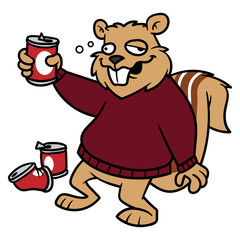 Cartoon Drunk Squirrel Character