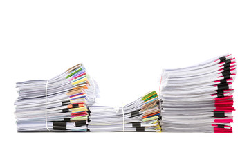 Stack of business document papers  isolated on white background