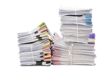 Stack of business document papers  isolated on white background