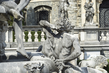 Naklejka premium medieval, architecture, human, heritage, sculpture, travel, stone, unesco, old, castle, history, artwork, bronze, courtyard, budapest, museum, magyar, statue, gallery, nobody, landmark, palace, king, 