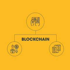 Fototapeta na wymiar Blockchain vector illustration. Bitcoin and Ethereum trading concept.