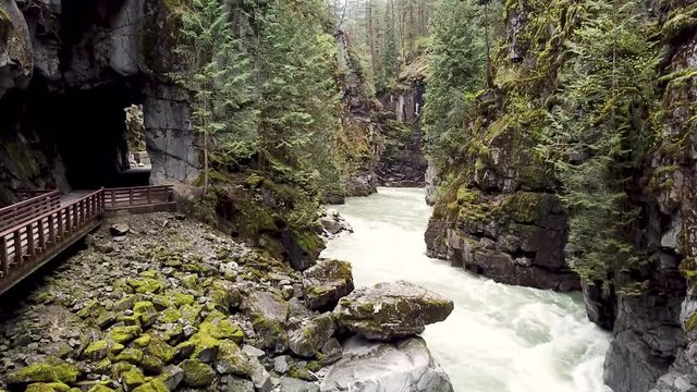Othello Tunnels in Coquihalla Canyon Provincial Park along the KVR Trail, in the Cascade Mountains, Hope, British Columbia, Canada