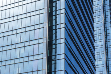 close up of modern glass building