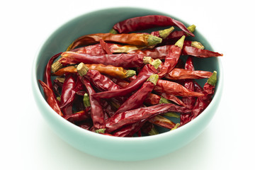 お皿に盛った赤唐辛子