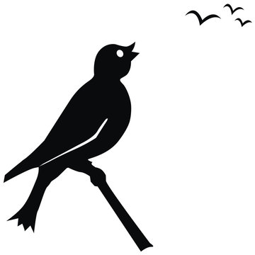 recommend clip art: black bird silhouette looks at the departing birds