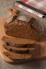 Buckwheat bread on a wooden board