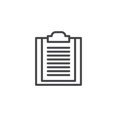 Clipboard document list outline icon. linear style sign for mobile concept and web design. Paper work simple line vector icon. Symbol, logo illustration. Pixel perfect vector graphics