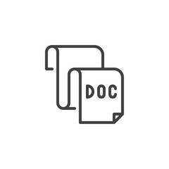 Big DOC paper outline icon. linear style sign for mobile concept and web design. Document simple line vector icon. Symbol, logo illustration. Pixel perfect vector graphics