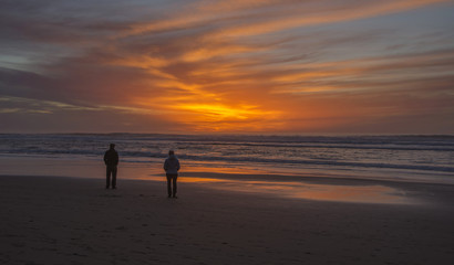 Beautiful red sunset at San Gregorio beach