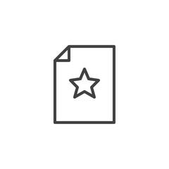 Favorite file outline icon. linear style sign for mobile concept and web design. Paper document with star simple line vector icon. Symbol, logo illustration. Pixel perfect vector graphics