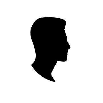 silhouette of a male head. raster illustration