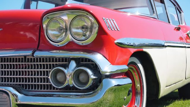 Front lights and bumper. Retro cars.