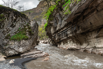 Fast mountain river in the gorge