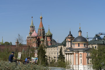 Fototapeta na wymiar Панорама Московского Кремля. Весна, май.