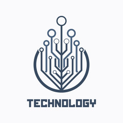 Electronic circuit logo template. Technology symbol.