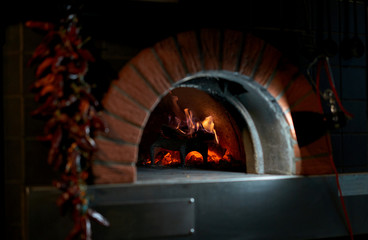 wood burn in the old furnace