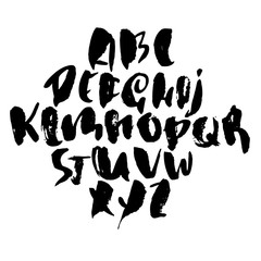 Grunge distress font. Modern dry brush ink letters. Handwritten alphabet. Vector illustration.