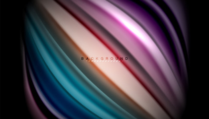 Fluid wavy multicolored lines on black