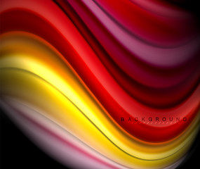 Fluid wavy multicolored lines on black