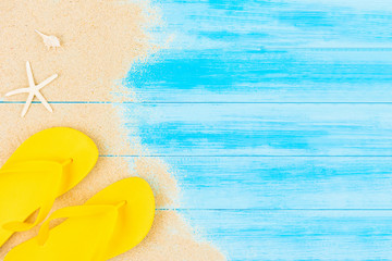Summer holiday background with colorful flip flops