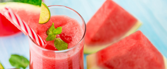 Watermelon juice smoothies in the glasses