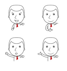Set of businessman lines cartoon with different gestures and emotions