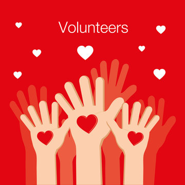 Volunteers and Charity Concept Human Hand Up for Social Activity Vector