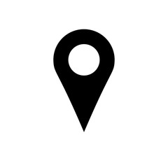 Simple location pin icon isolated on white background