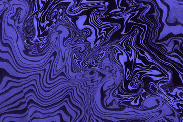 Suminagashi marble texture hand painted with indigo ink. Digital paper 1580 performed in traditional japanese suminagashi floating ink technique. Mind-blowing liquid abstract background.