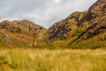 Old pylons, remains of aerial ropeway, Cwm Bychan