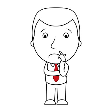 recommend clip art: Businessman line cartoon face sad expression