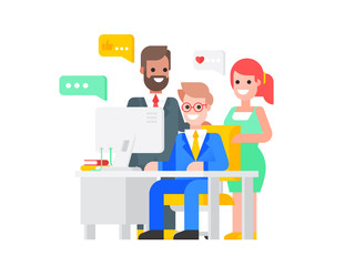 Teamwork - three positive businessmen