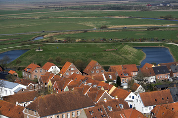 Danish Royal Ribe town seen from above.