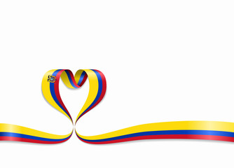 Ecuadorian flag heart-shaped ribbon. Vector illustration.