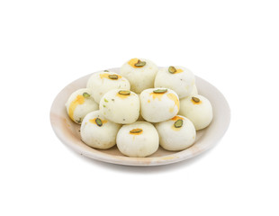 Indian sweet peda also called pedha, pera or peday is a prepared in thick, semi-soft pieces. the main ingredients are khoya, sugar and flavorings, including cardamom seeds, pistachio nuts and saffron