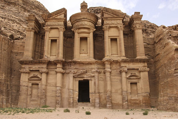Ad Deir in the ancient city of Petra, Jordan. Ad Deir is known as The Monastery.