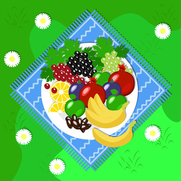 Fruity summer picnic party outdoor