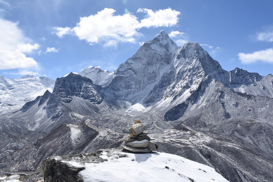 Cairn in front of Ama Dablam, Nepal