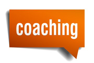 coaching orange 3d speech bubble