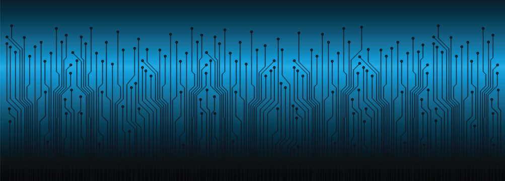 Binary Circuit Board Future Technology, Blue Cyber Security Concept Background, Abstract Hi Speed Digital Internet.motion Move Blur. Pixel Vector