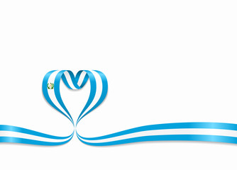Guatemalan flag heart-shaped ribbon. Vector illustration.