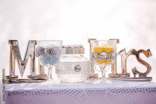Wedding Sand Ceremony On The Table By The Sea Stock Photo And
