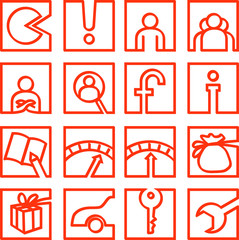 Set of business red icons