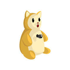 Camera hidden inside plush toy, paparazzi with camera hiding to make sensational shot vector Illustration on a white background