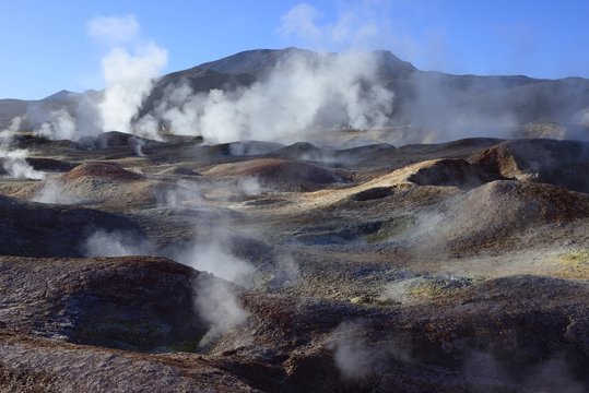 Sol de Manana, the highest geothermal field in the world, Reserva Nacional de Fauna Andina Eduardo Abaroa, Sur Lipez, Potosi, Bolivia, South America