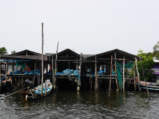 Thai fisherman village and boat
