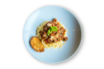 delicious Italian spaghetti pasta on white background,clipping path.