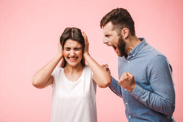 Portrait of an angry young couple having a conflict