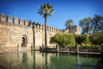 Fototapeta premium Gardens at the Alcazar de los Reyes Cristianos in Cordoba, Spain